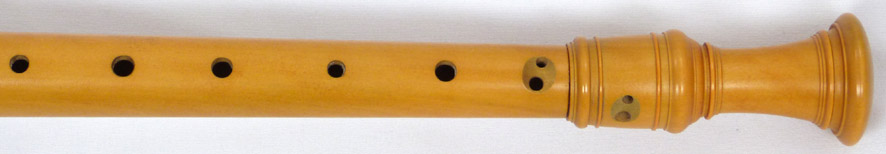 Used Moeck Rottenburgh 339 4304 alto recorder - close up of bottom of recorder