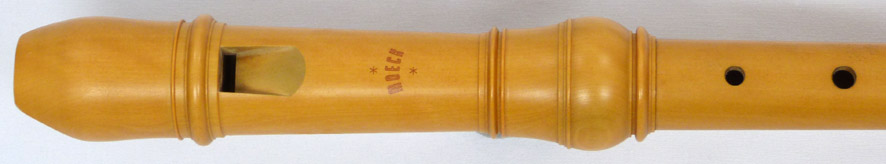 Used Moeck Rottenburgh 339 4304 alto recorder - close up of top of recorder