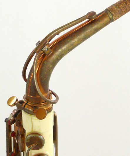 Used Grafton alto saxophone - close up of neck