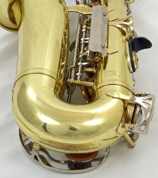 Used Yamaha YAS-23 alto sax - close up of bottom of sax